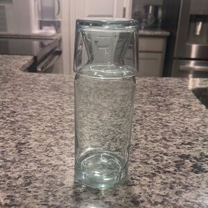 Clear Glass Carafe with Tumbler Top